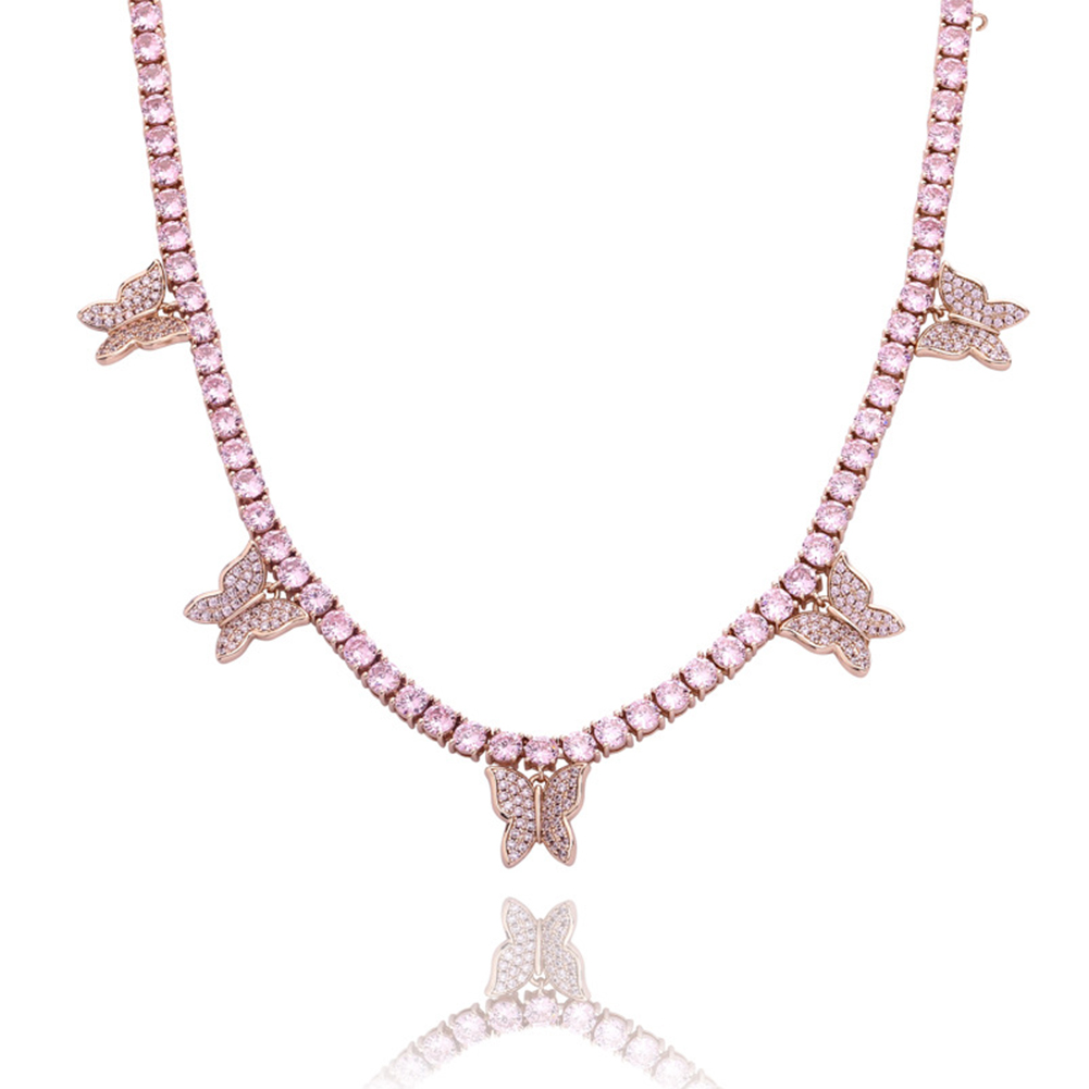 Gold Plated Butterfly Necklace for Women High Quality Tennis Chain with Butterfly Charm Jewelry