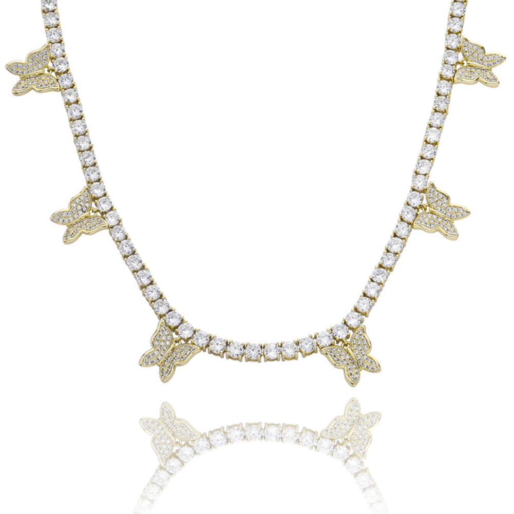 Gold Plated Butterfly Necklace for Women High Quality Tennis Chain with Butterfly Charm Jewelry