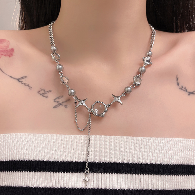 New Cross and Star Pendant Necklace, Multi-Functional Accessory, Exclusive Clavicle Chain