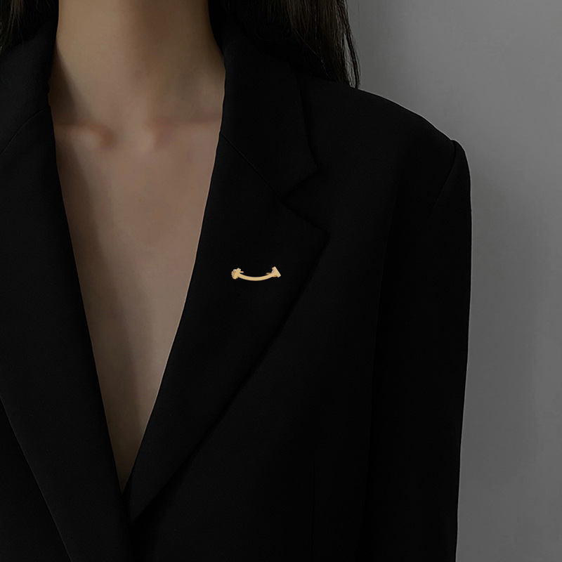 Smiley Face Brooch for Shirt Collars Anti Slip Collar Accessory & Button Down Shirt Brooch