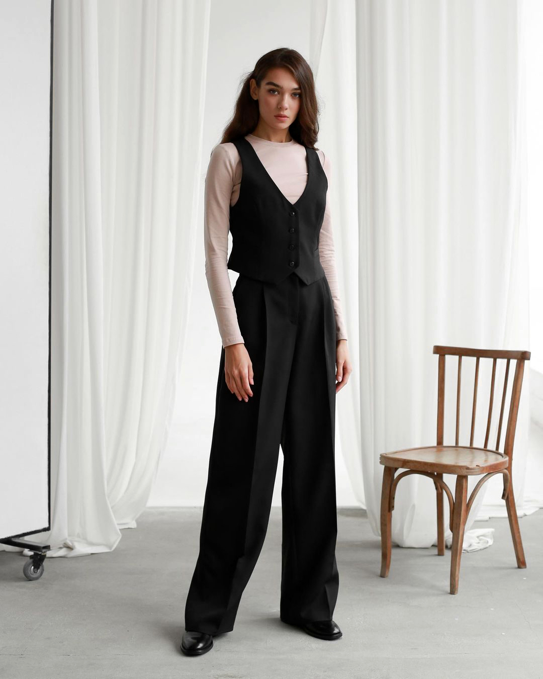 Spring Women’s Green High Waist Loose Wide Leg Pants Ladies Casual Suit Trousers