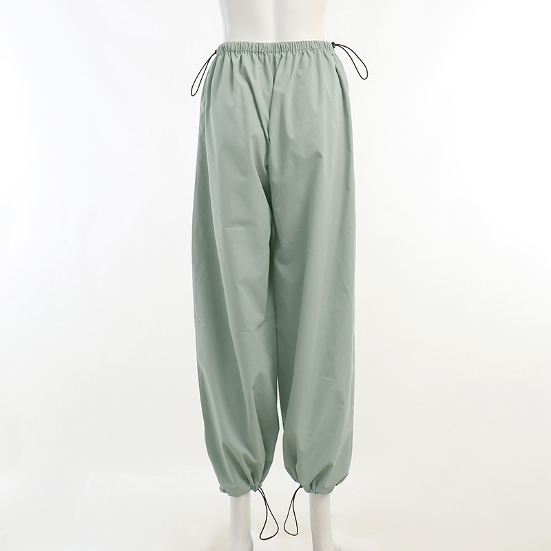 Enyami Y2K Fashion Chic Gray Jogging Bottom Streetwear Women Sport Parachute Sweatpants Low Waist Ladies Trousers Cargo 