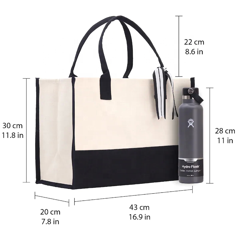 Large Eco Friendly Blue Laminated Canvas Tote Bag Durable Beach Bag & Shopping Handbag for Women