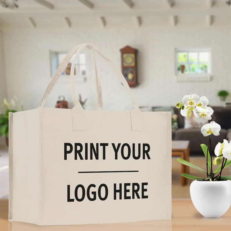 Large Eco Friendly Blue Laminated Canvas Tote Bag Durable Beach Bag & Shopping Handbag for Women