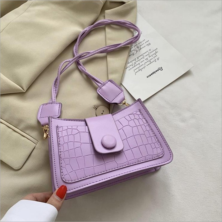 Solid Color PU Leather Designer Messenger Bag, Simple French Style Handbags