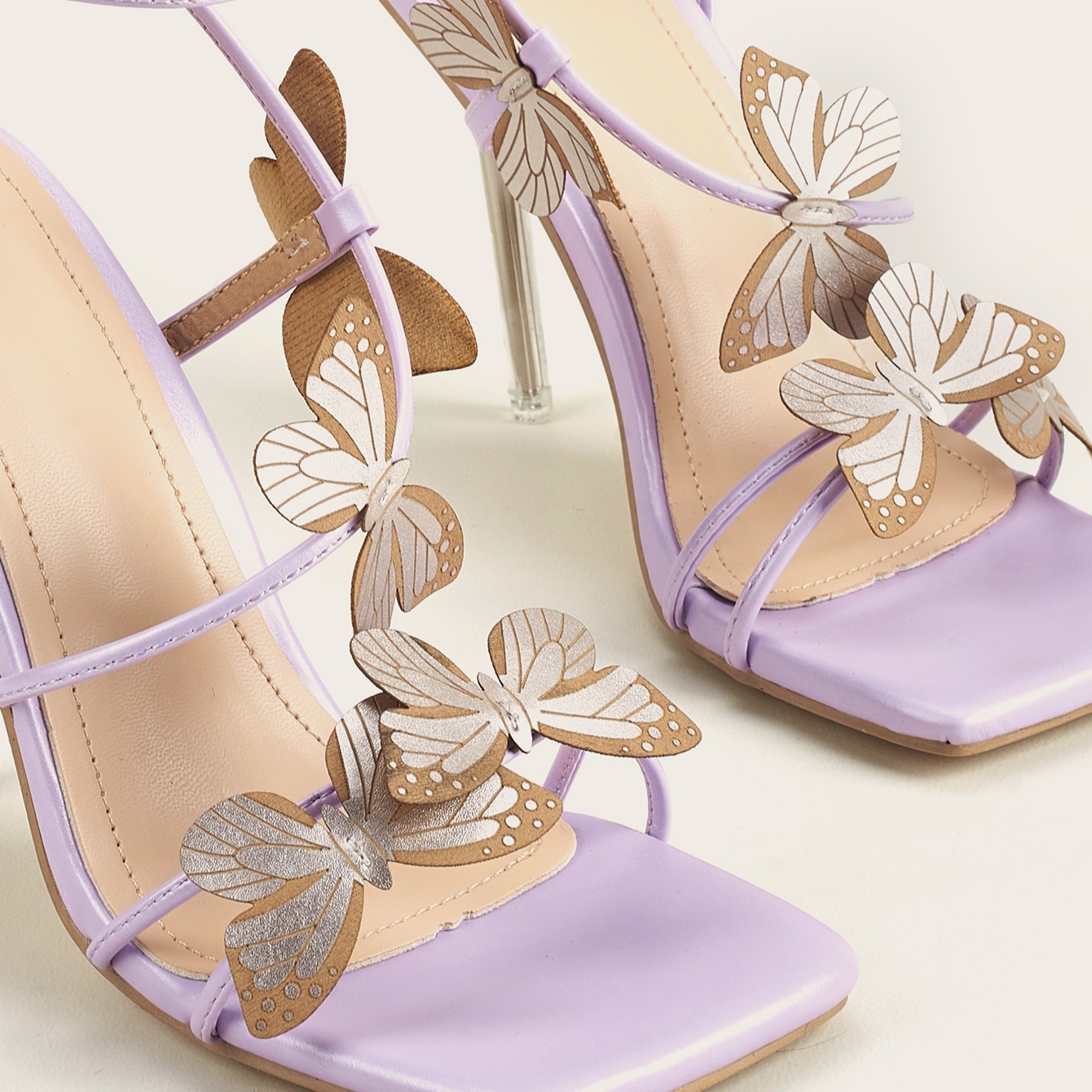 Ladies Hollow Out Butterfly Buckle Strap Shoes Ankel-Strp Heels Crystal Heel Stiletto Sandals Crystal High Heels