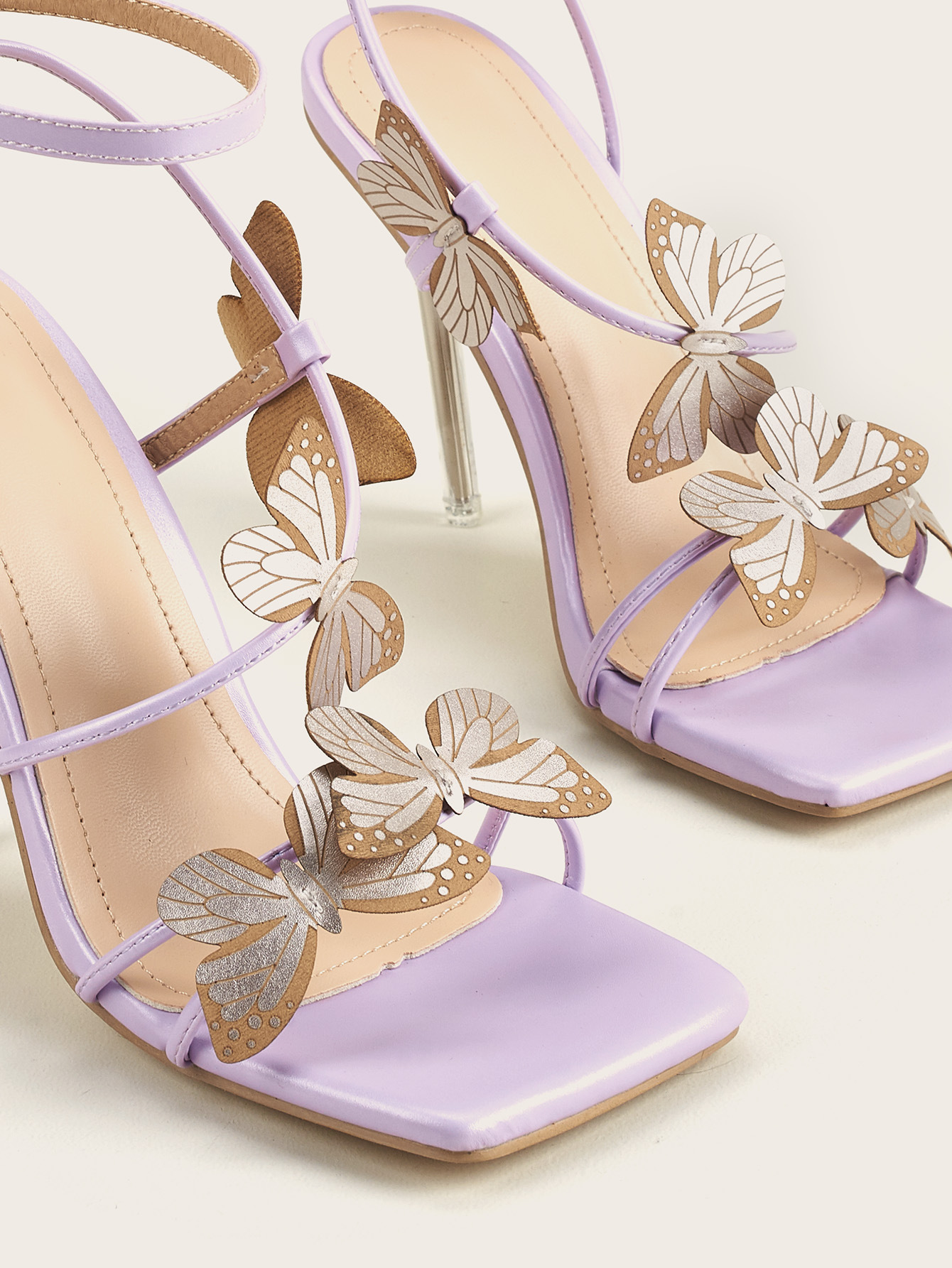 Ladies Hollow Out Butterfly Buckle Strap Shoes Ankel-Strp Heels Crystal Heel Stiletto Sandals Crystal High Heels