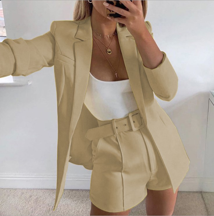 Candy colors Casual blazer top Suit shorts ladies two-piece suit suits set for women jacket