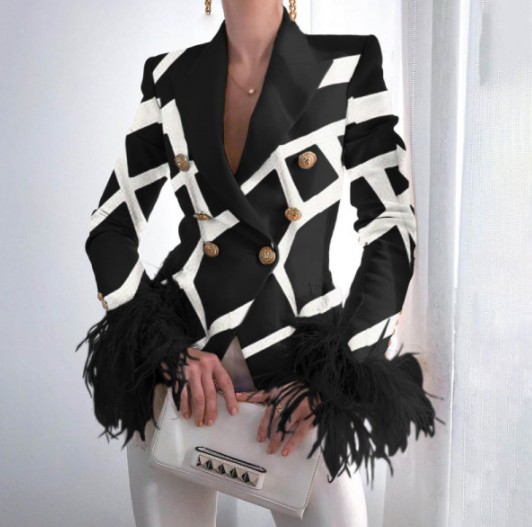 Spring 2022 new design women's suits slim printed  jacket party club fashion coat