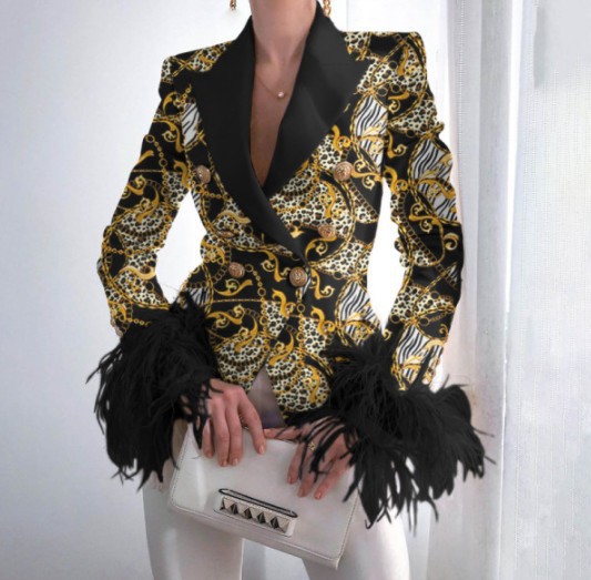 Spring 2022 new design women's suits slim printed  jacket party club fashion coat