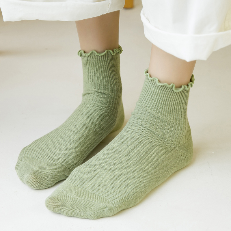 Harajuku Style Thin Cotton Socks Solid Color, Socks for Women & Girls (10 Pieces )