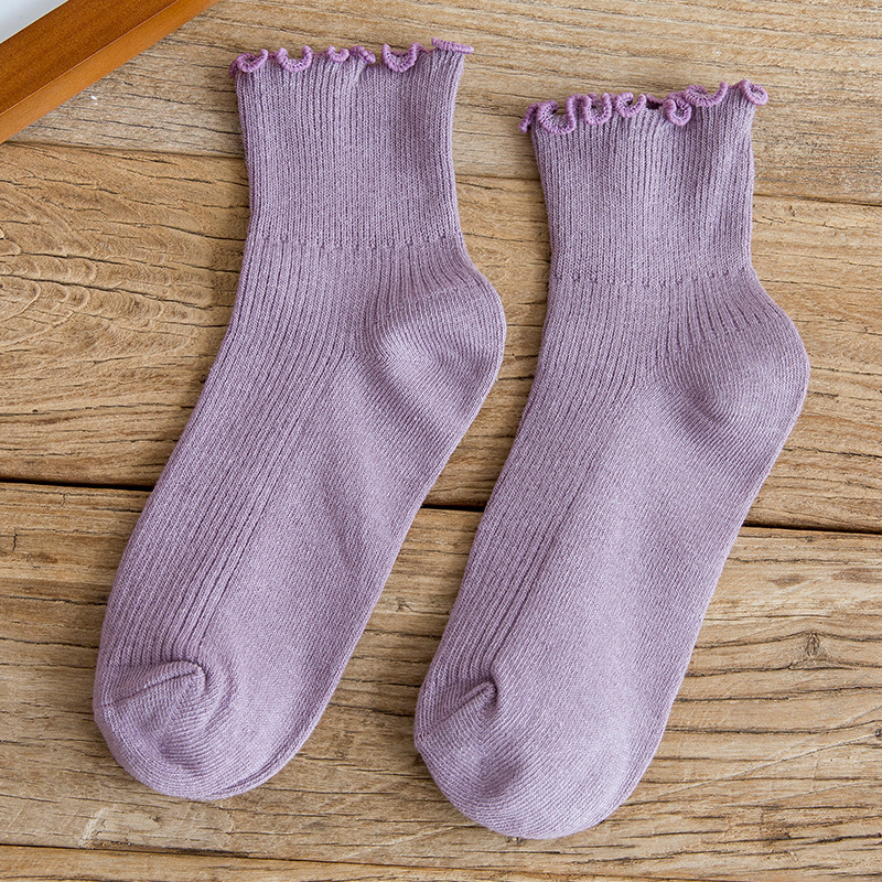 Harajuku Style Thin Cotton Socks Solid Color, Socks for Women & Girls (10 Pieces )