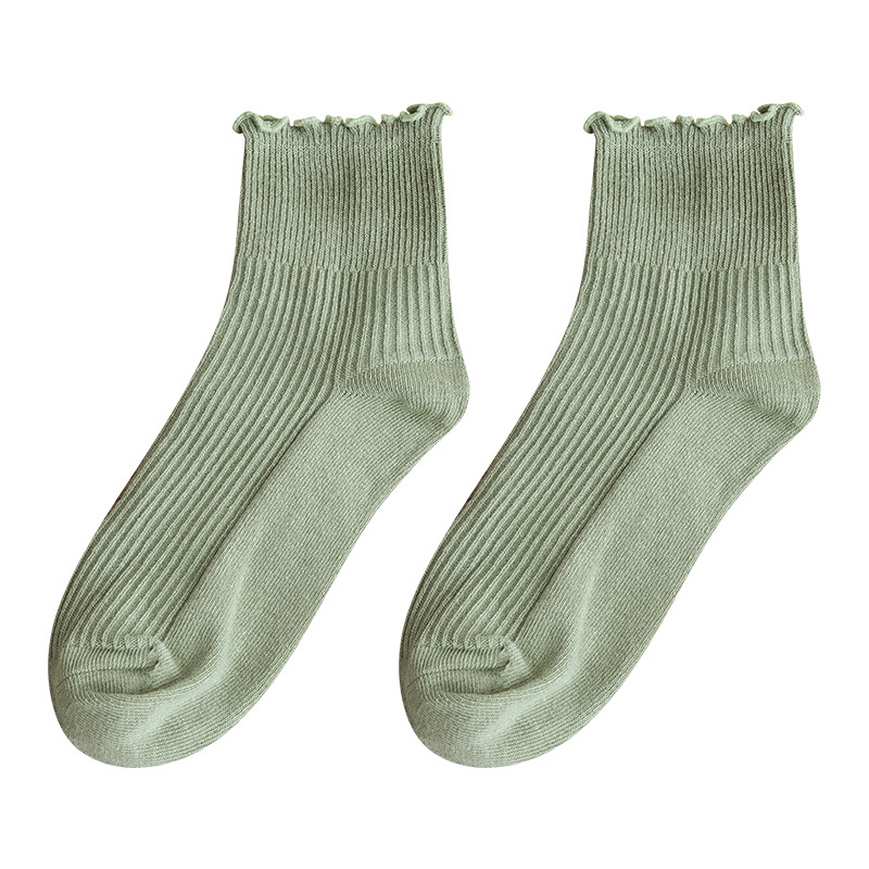 Harajuku Style Thin Cotton Socks Solid Color, Socks for Women & Girls (10 Pieces )