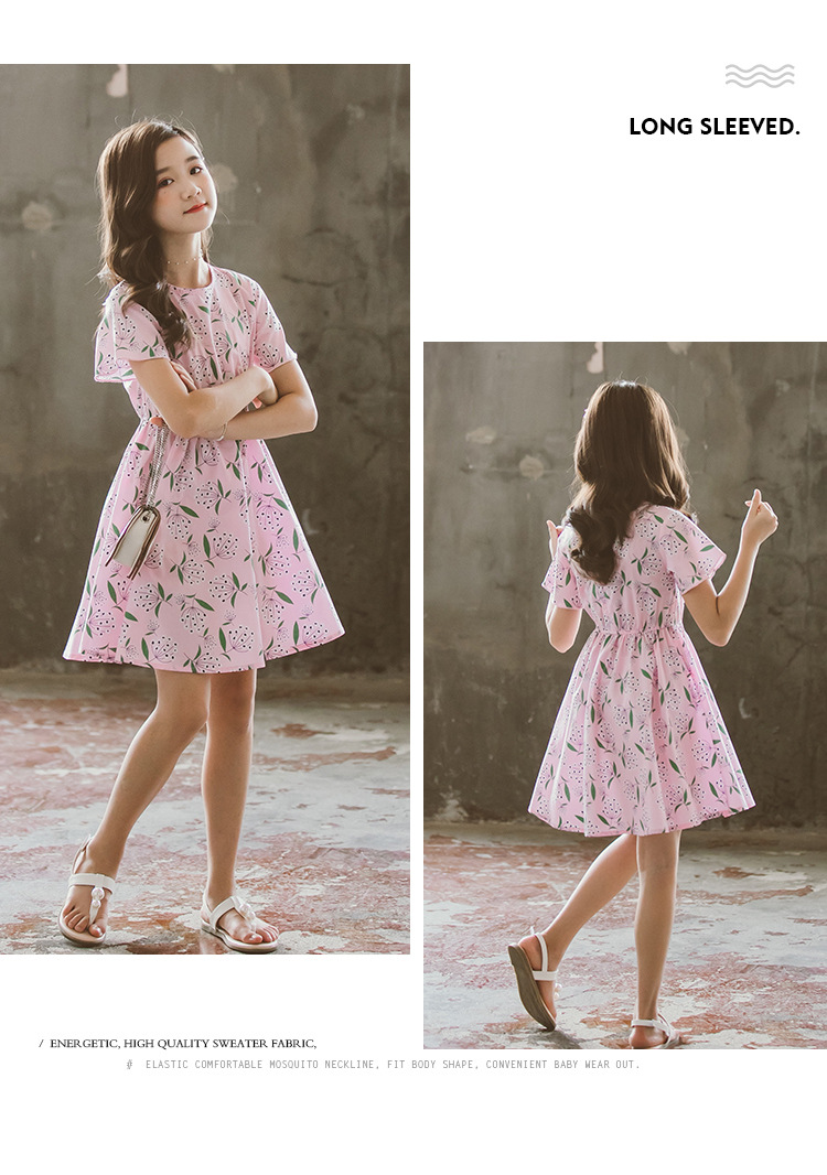 Girls' summer dresses Girls' Printed with Ruffle Trimmed Straps Dress Princess dress for girls