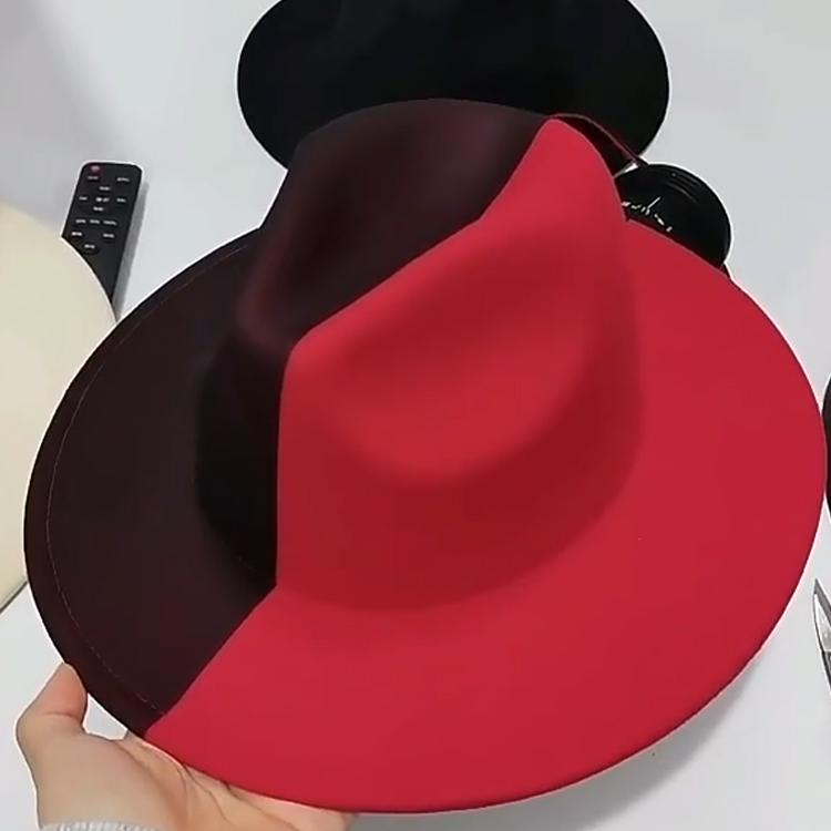 Fashionable Women Classic Wool Fedora Hat With Belt Buckle Felt Wide Brim