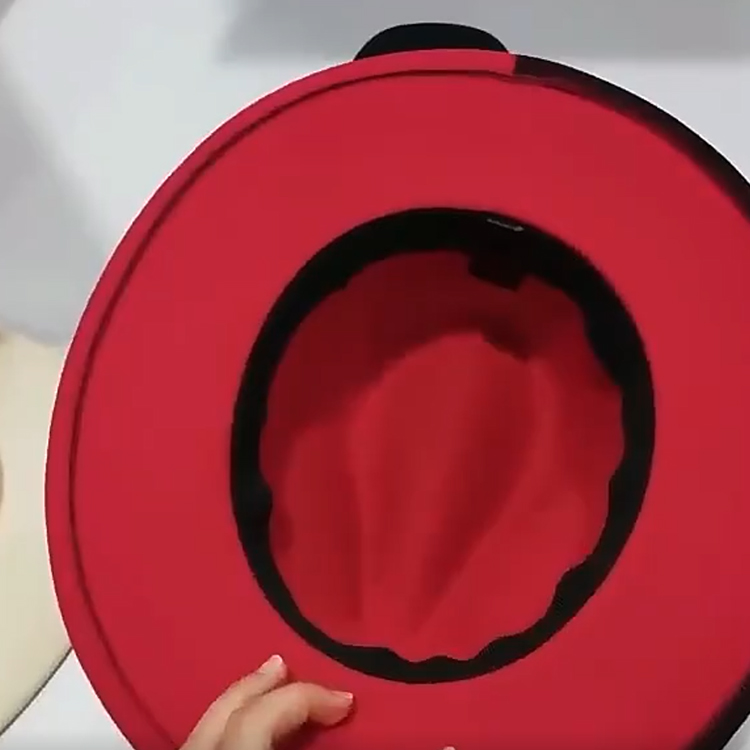 Fashionable Women Classic Wool Fedora Hat With Belt Buckle Felt Wide Brim