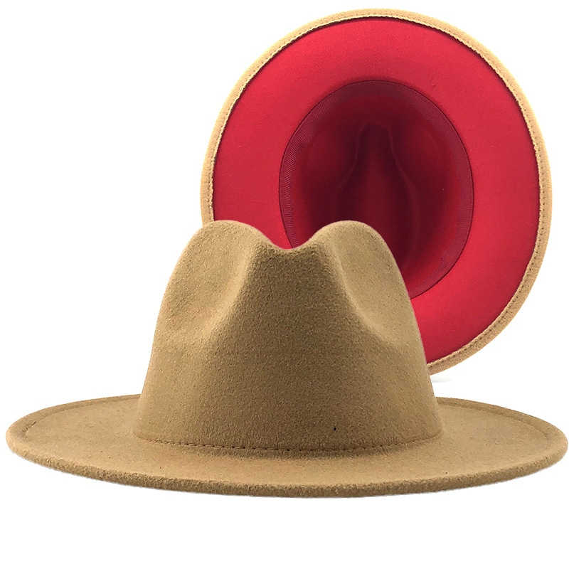 Tone Cowboy Men Dress Floppy Wool Felt Panama Hats Flat Wide Brim Fedora Two Shade Designer Women 2021 Fashion 