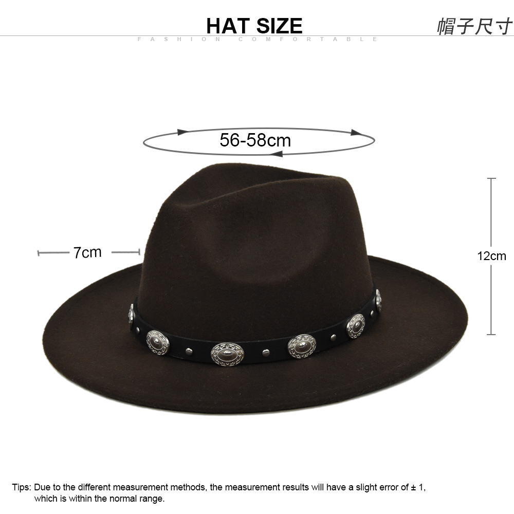 Fedora Hat Men Women Wool Winter Felt Hats Men's Wide Brim Jazz Church Hats