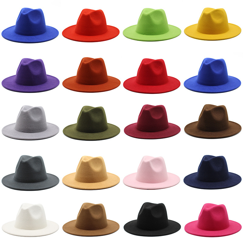 fedora hats women  2022 new designer fedora hat women wide brim fedora solid color hats men and women