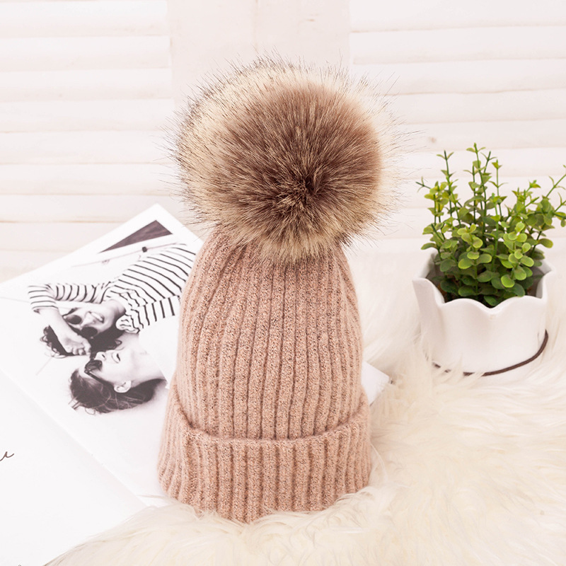 Ready to ship   high quality winter warm adult size knitted beanies with pom