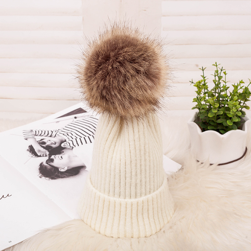 Ready to ship   high quality winter warm adult size knitted beanies with pom