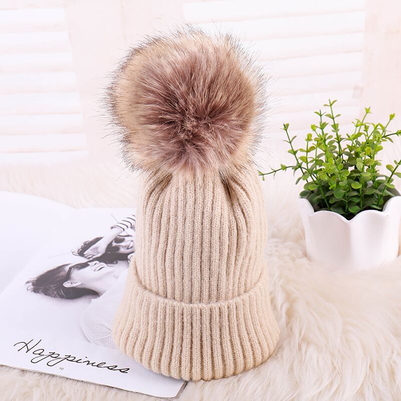 Ready to ship   high quality winter warm adult size knitted beanies with pom