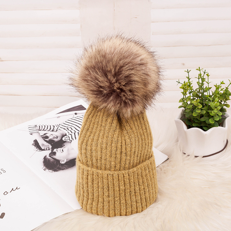 Ready to ship   high quality winter warm adult size knitted beanies with pom