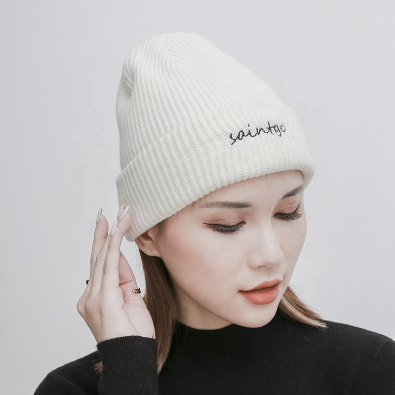 Saintgo 2021  Embroidered Knit Beanie Beanies For Women 100% Acrylic Knitted Designer Beanie Hat rs