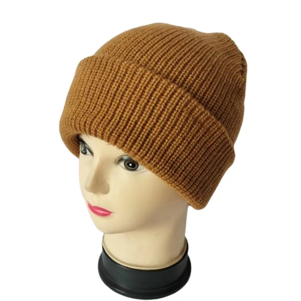cheap knitting Acrylic  fiber  knit hats winter beanie pure  colour crochet hats