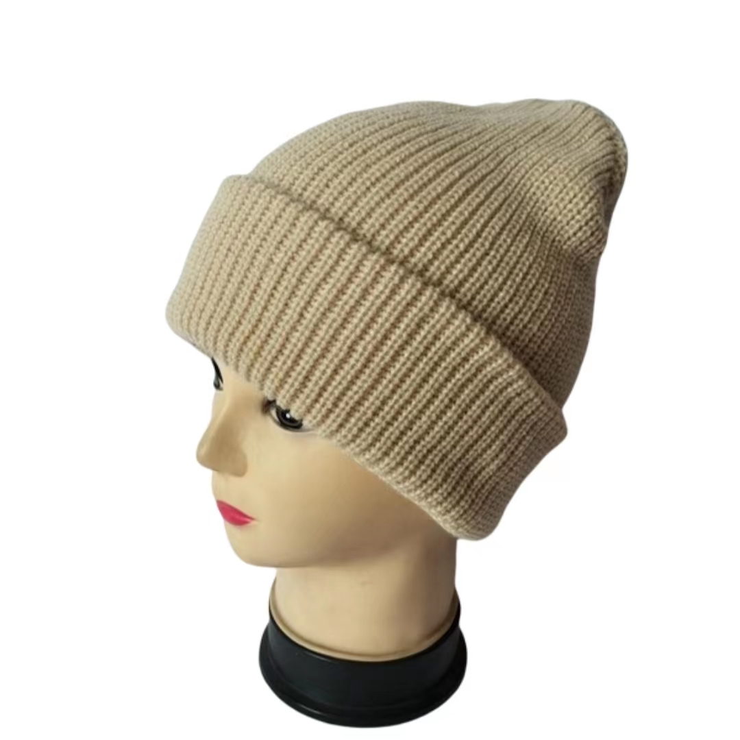 cheap knitting Acrylic  fiber  knit hats winter beanie pure  colour crochet hats