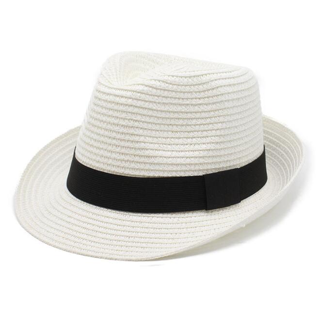 2022110703 Womens Straw Hat Short Brim Panama Fedora Beach Sun Trilby Hat for Vacation Gentlemen Roll Up Summer Hat