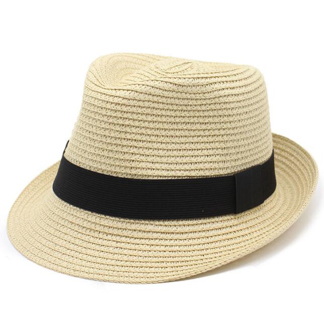 2022110703 Womens Straw Hat Short Brim Panama Fedora Beach Sun Trilby Hat for Vacation Gentlemen Roll Up Summer Hat