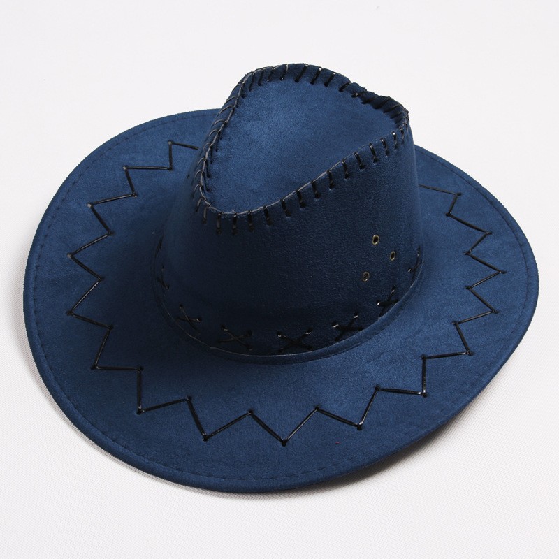Western Hat Men Wide Brim Faux Leather Fedora Hat Jazz Women Adult Party Cowboy Felt Hats
