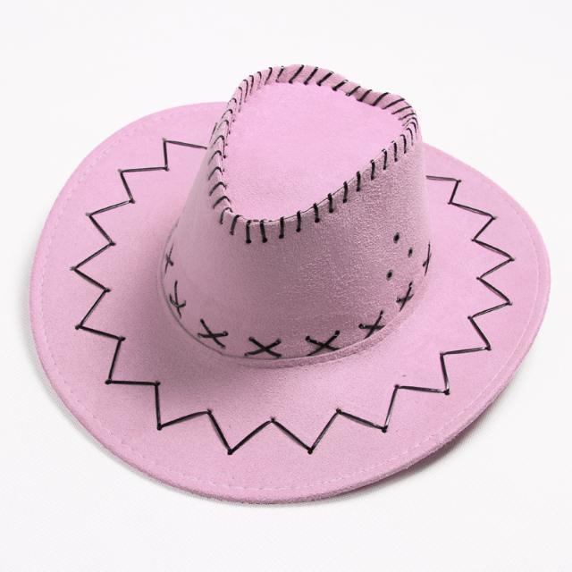 Western Hat Men Wide Brim Faux Leather Fedora Hat Jazz Women Adult Party Cowboy Felt Hats