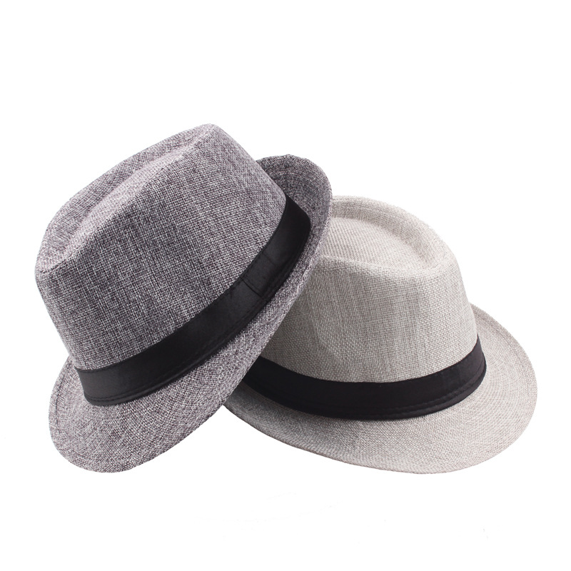 Fashion Jazz Hat  Summer Sunshade Straw Fedora Hat Mens Outdoor Straw Panama Hat