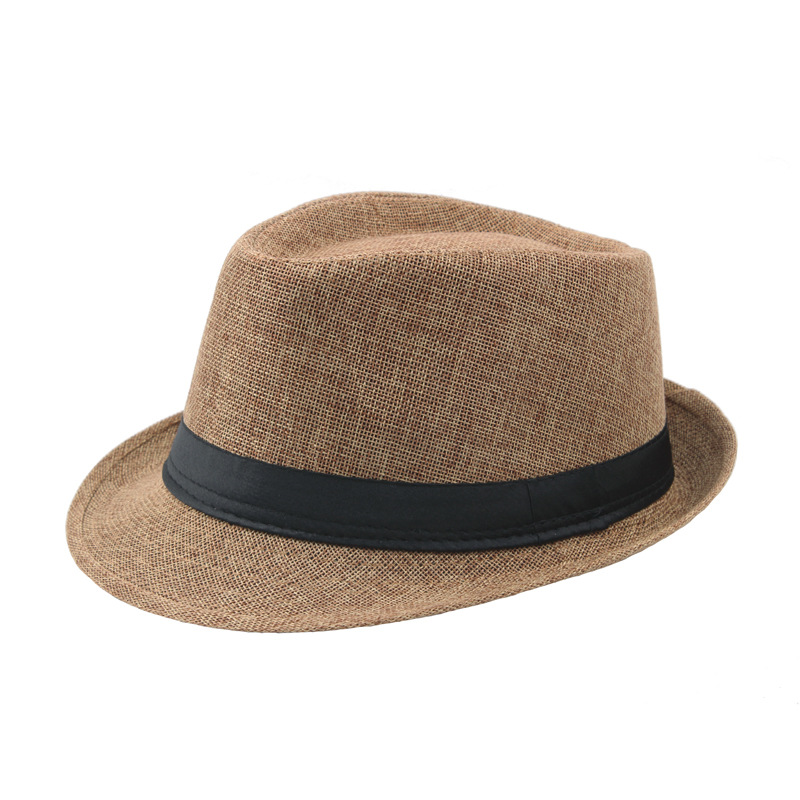 Fashion Jazz Hat  Summer Sunshade Straw Fedora Hat Mens Outdoor Straw Panama Hat