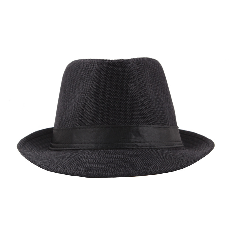 Fashion Jazz Hat  Summer Sunshade Straw Fedora Hat Mens Outdoor Straw Panama Hat
