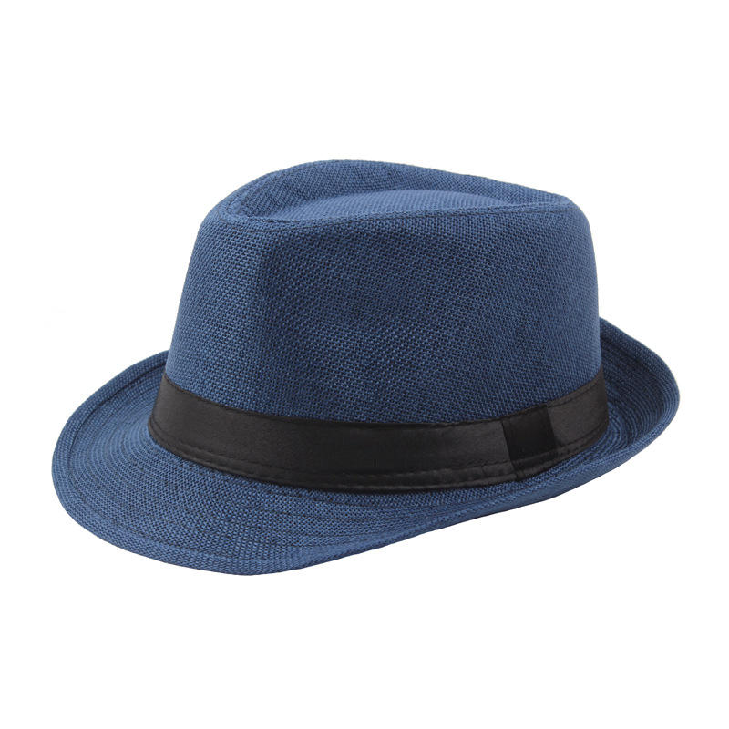 Fashion Jazz Hat  Summer Sunshade Straw Fedora Hat Mens Outdoor Straw Panama Hat