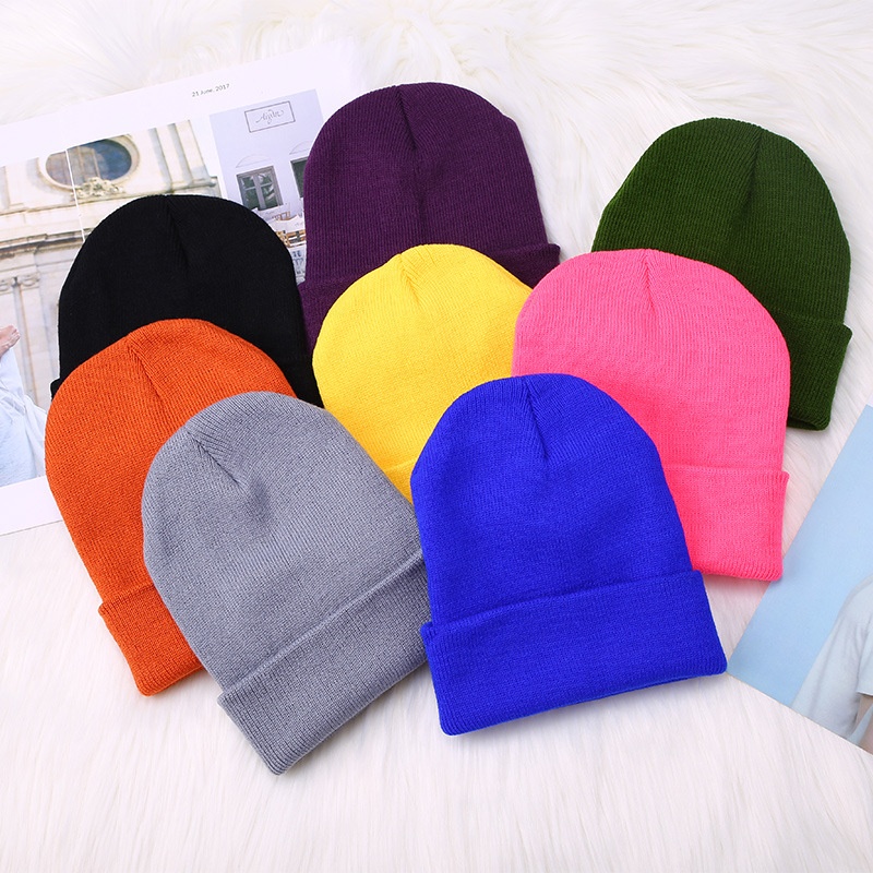 Lady Female Solid Color Beanie Caps Warmer Winter Hats for Unisex New Beanies Knitted Hat