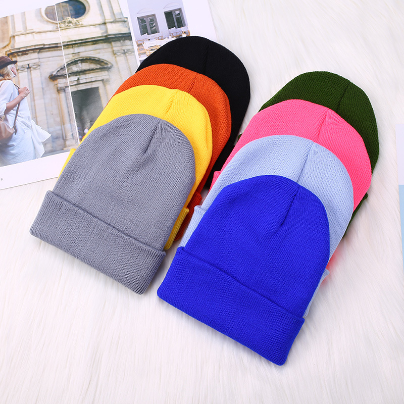 Lady Female Solid Color Beanie Caps Warmer Winter Hats for Unisex New Beanies Knitted Hat