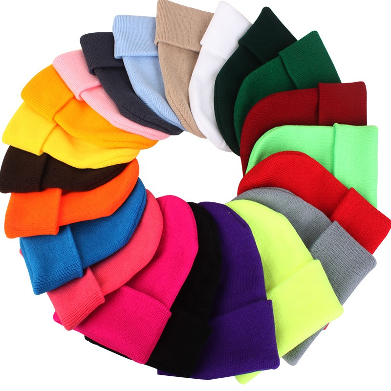 Lady Female Solid Color Beanie Caps Warmer Winter Hats for Unisex New Beanies Knitted Hat