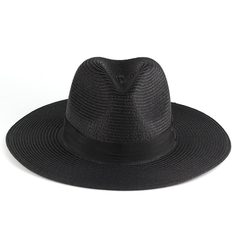 Fashion Design   Women Wide Brim Straw Panama Roll up Hat Belt Buckle Fedora Beach Sun Hat