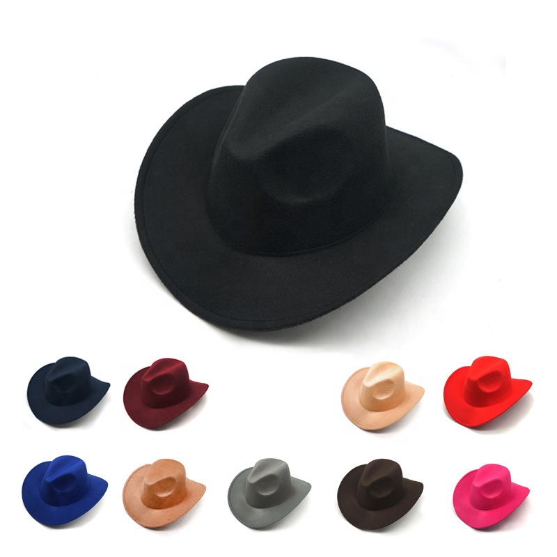  Cheap Wide Roll Brim Fedora Hats Vintage Men Jazz Style Top Hat Autumn Winter Felt Western Cowboy Hat