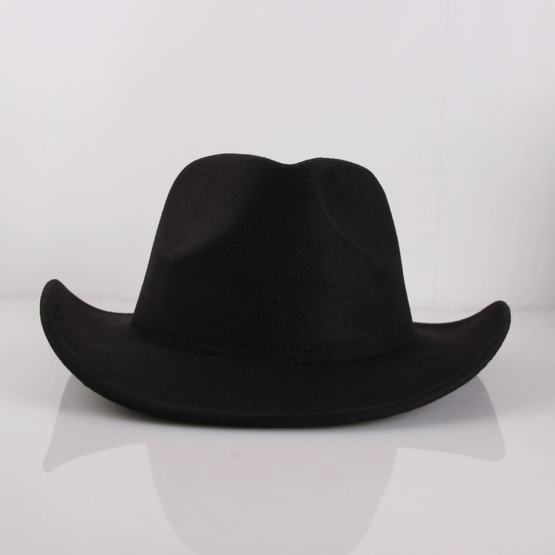  Cheap Wide Roll Brim Fedora Hats Vintage Men Jazz Style Top Hat Autumn Winter Felt Western Cowboy Hat