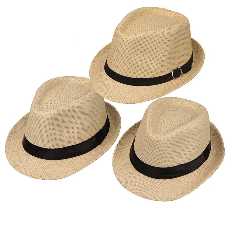 WoZhen Solid Color Parent Child Woven Straw Hat Summer Autumn Sun Protection Cap