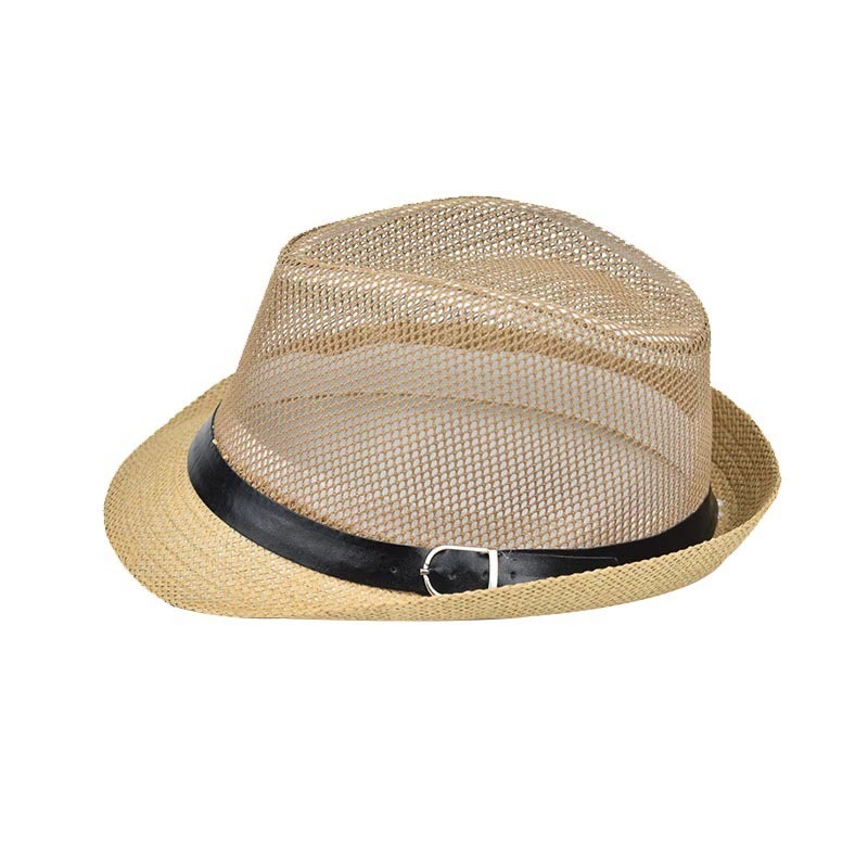 Summer men's and women's jazz small top hat fashion hollowed out mesh breathable cool hat men's beach straw hat