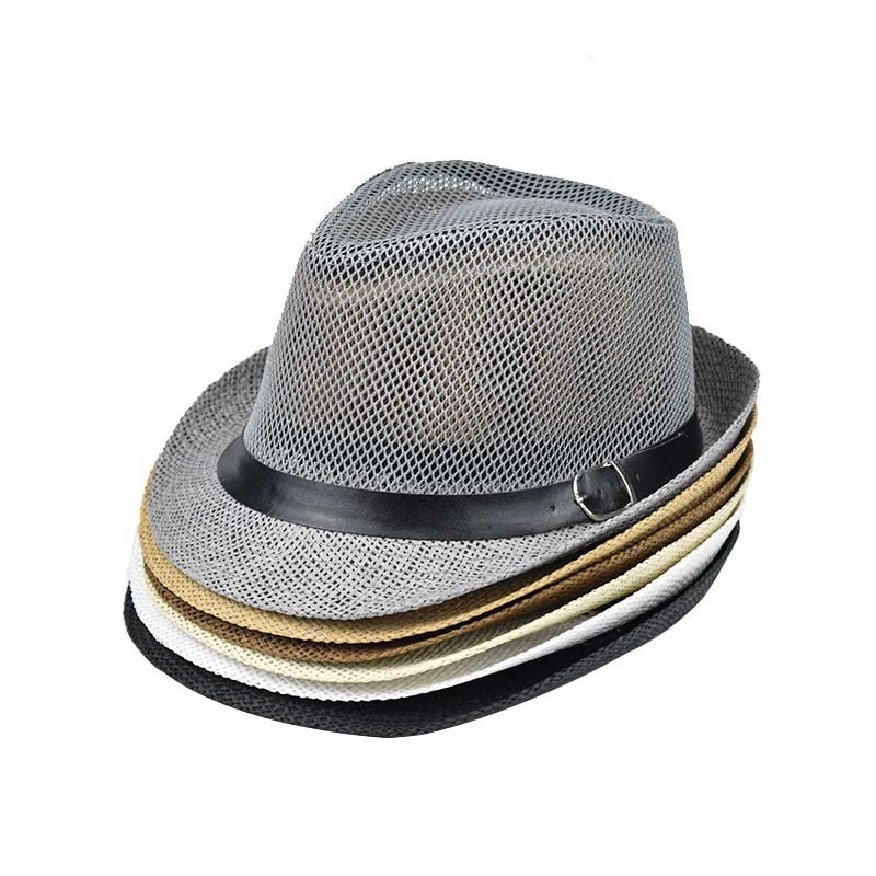 Summer men's and women's jazz small top hat fashion hollowed out mesh breathable cool hat men's beach straw hat