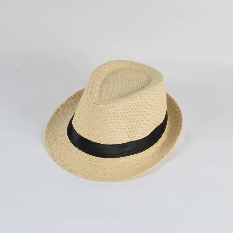 Men's Summer Beach Straw Hat Braided Papygrass with Rolled Edge, Sun Protection Jazz Style, Matches Sunglasses ﻿