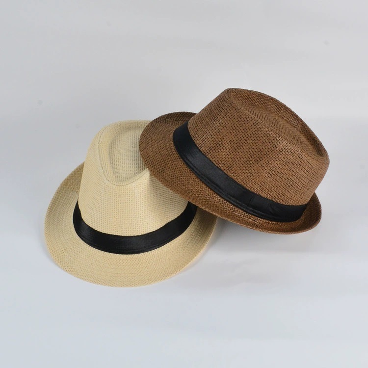 Men's Summer Beach Straw Hat Braided Papygrass with Rolled Edge, Sun Protection Jazz Style, Matches Sunglasses ﻿