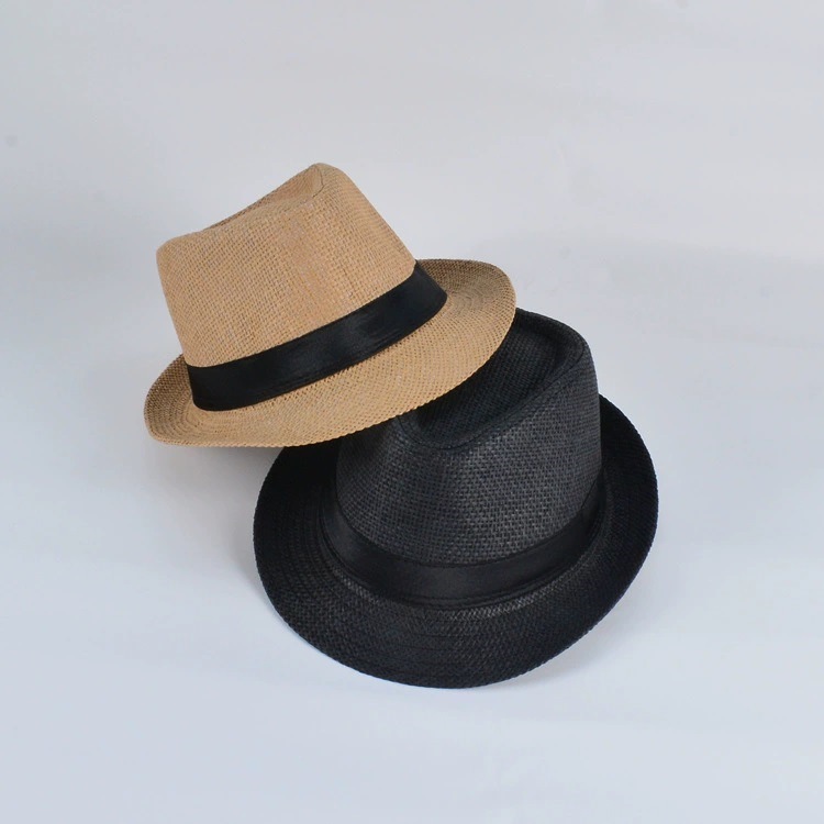 Men's Summer Beach Straw Hat Braided Papygrass with Rolled Edge, Sun Protection Jazz Style, Matches Sunglasses ﻿
